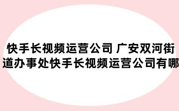 快手长视频运营公司 广安双河街道办事处快手长视频运营公司有哪些